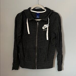 Nike Charcoal Zip-Up Hoodie with White Accents